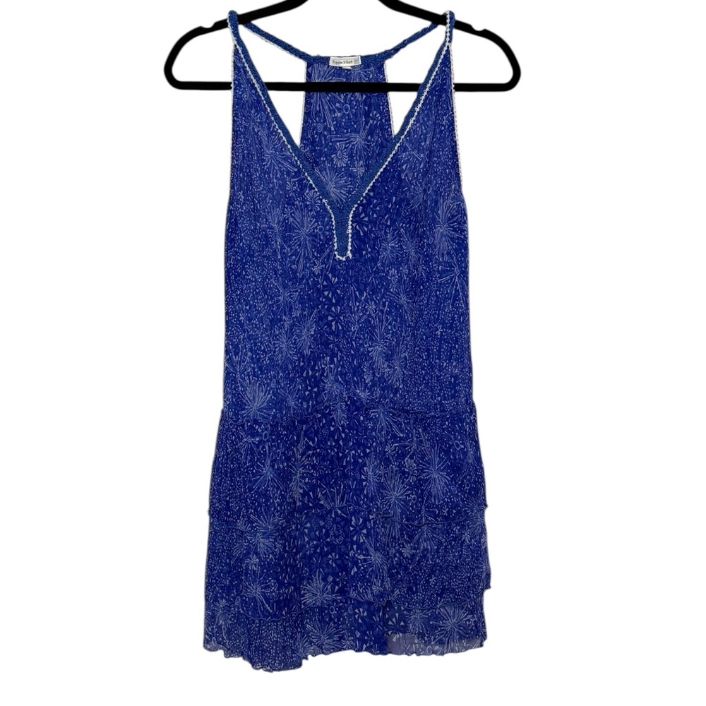 Poupette St. Barth Blue Beaded V-Neck Tank Dress